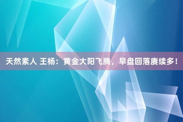 天然素人 王杨：黄金大阳飞腾，早盘回落赓续多！