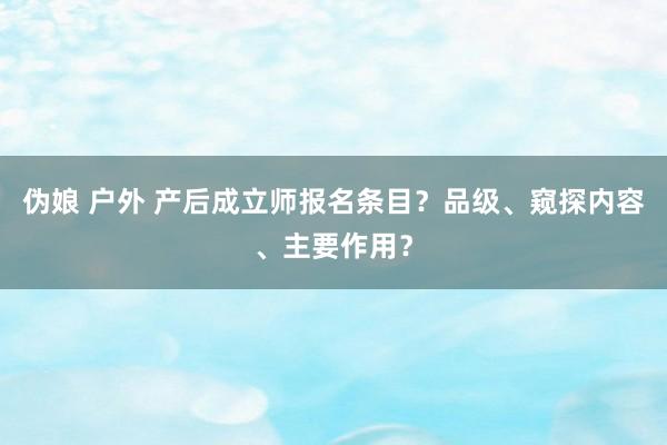 伪娘 户外 产后成立师报名条目？品级、窥探内容、主要作用？