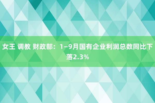 女王 调教 财政部：1—9月国有企业利润总数同比下落2.3%