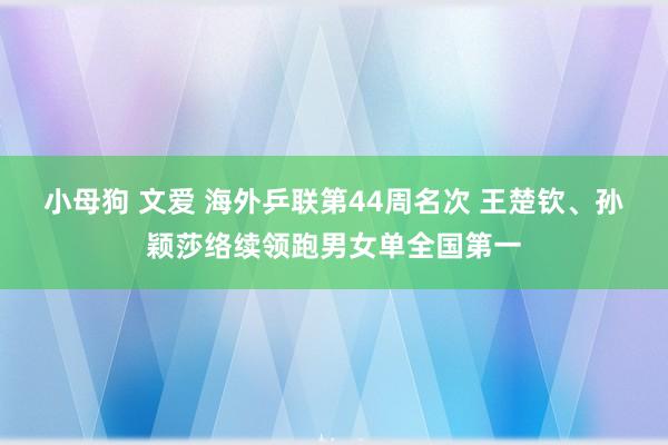 小母狗 文爱 海外乒联第44周名次 王楚钦、孙颖莎络续领跑男女单全国第一