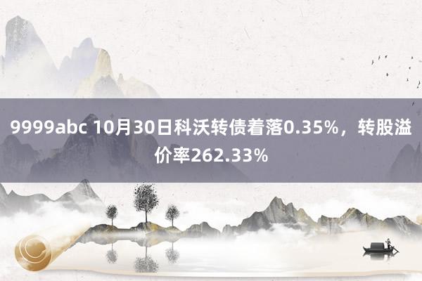 9999abc 10月30日科沃转债着落0.35%，转股溢价率262.33%