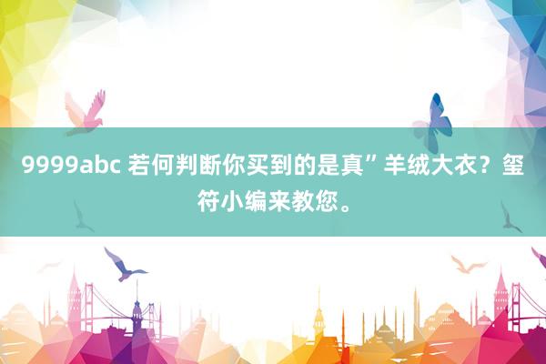 9999abc 若何判断你买到的是真”羊绒大衣？玺符小编来教您。