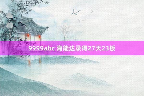 9999abc 海能达录得27天23板