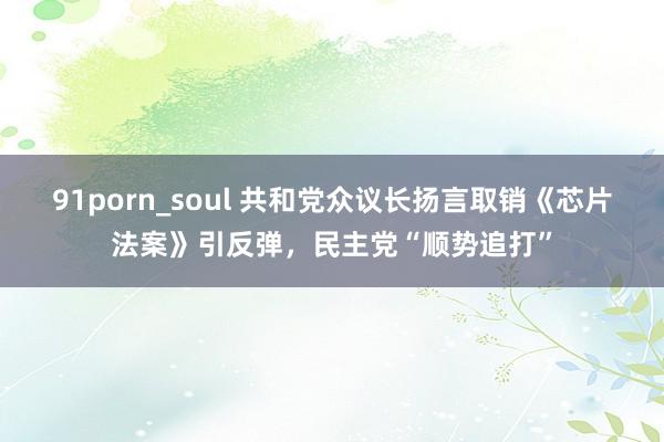 91porn_soul 共和党众议长扬言取销《芯片法案》引反弹，民主党“顺势追打”