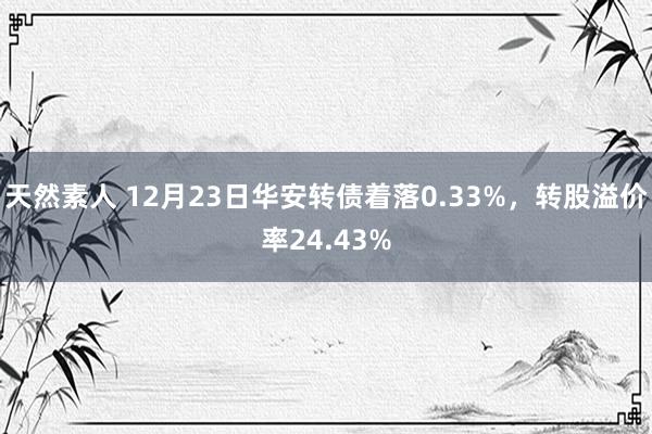 天然素人 12月23日华安转债着落0.33%，转股溢价率24.43%