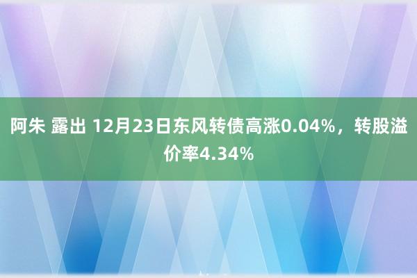 阿朱 露出 12月23日东风转债高涨0.04%，转股溢价率4.34%