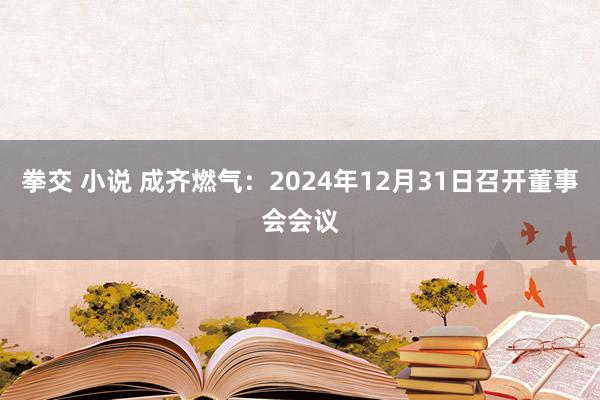 拳交 小说 成齐燃气：2024年12月31日召开董事会会议