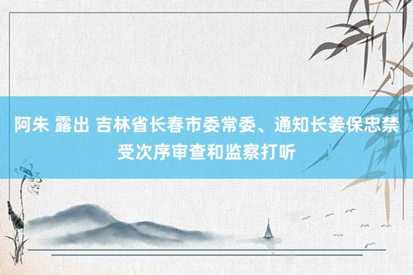 阿朱 露出 吉林省长春市委常委、通知长姜保忠禁受次序审查和监察打听