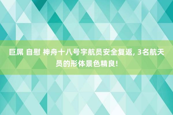 巨屌 自慰 神舟十八号宇航员安全复返， 3名航天员的形体景色精良!