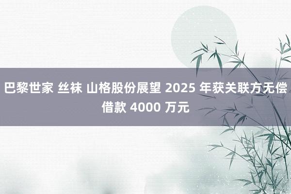 巴黎世家 丝袜 山格股份展望 2025 年获关联方无偿借款 4000 万元