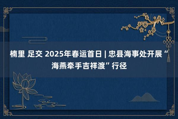 楠里 足交 2025年春运首日 | 忠县海事处开展“海燕牵手吉祥渡”行径