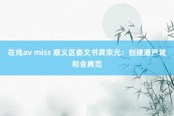 在线av miss 顺义区委文书龚宗元：创建港产城和会典范